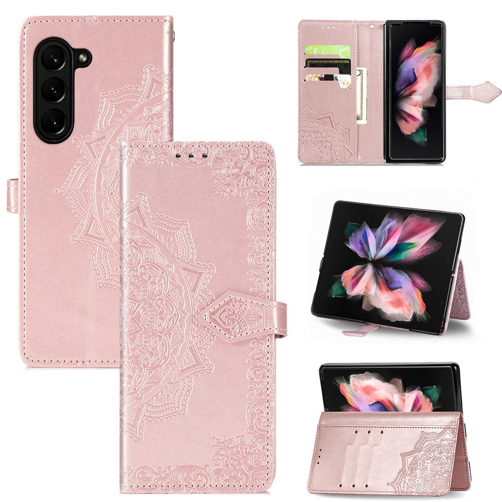 For Samsung Galaxy Z Fold5 5G Anti-Scratch Phone Cover Mandala Pattern Embossed PU Leather Wallet Case For Samsung Galaxy Z Fold5 5G Anti-Scratch Phone Cover Mandala Pattern Embossed PU Leather Wallet Case